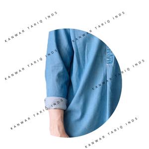 T-shirt 100% en coton biologique pour hommes, vêtements de rue décontractés, manches longues et surdimensionnées, mode tricotée imprimée numériquement unie - Product Image 6