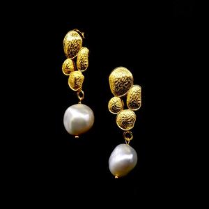 Pendientes de perlas barrocas de Plata de Ley 925, ajustables y chapadas en oro puro Pendientes de perlas barrocas, a la moda, Charm - Product Image 6