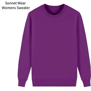 Pull décontracté pour femme 100 % coton à col rond, coupe ample, manches longues, motif uni - Product Image 6