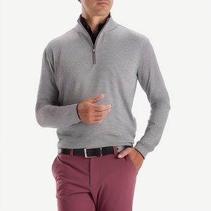 Sweat-shirt de golf à col zippé 1/4, logo personnalisé, haute qualité, luxe, uni, surdimensionné, pour homme - Product Image 4