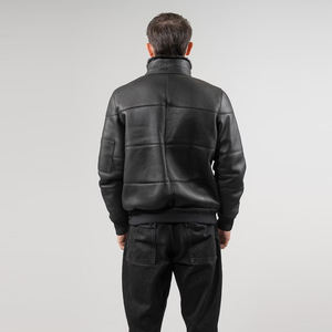 Chaqueta de Cuero Vacuno Negro para Hombre con Cuello de Piel - Product Image 6