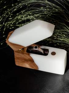 กล่องแหวนเครื่องประดับทำด้วยมือทำจากเรซินสุดหรูมีเอกลักษณ์สำหรับงานแต่งงานงานหมั้นทำจากไม้และเรซิ่นแบบสองช่อง - Product Image 6