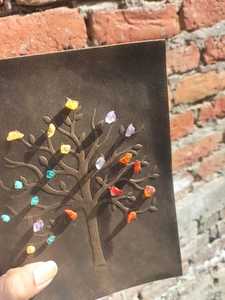 Diarios de cuero de árbol de la vida de ágata hechos a medida con chips de piedras preciosas Mezcla de artesanía. Ideal para diario, bocetos - Product Image 6