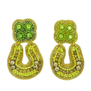 Pendiente de herradura de la suerte con bordado de cuentas hecho a mano en joyería de moda con diseño bonito para niña - Product Image 1