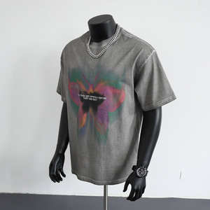 T-shirt graphique en coton 100% surdimensionné vintage délavé à l'acide, de haute qualité, imprimé DTG, avec strass, fabriqué sur mesure par le fabricant - Product Image 6