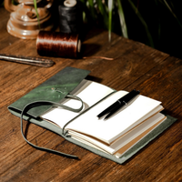 Carnet A5 en cuir fait main, journal relié rigide avec sangle verte, carnet de croquis vierge et papier à dessin, journal d'écriture et d'art rechargeable