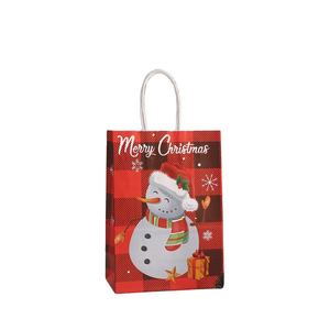 Bolsa de Regalo de Papel Kraft con Estampado de Muñeco de Nieve Navideño, Tipo Tote, Resistente al Agua, a los Golpes y al Polvo, Color y Tamaño Personalizables, Venta al Por Mayor - Product Image 1