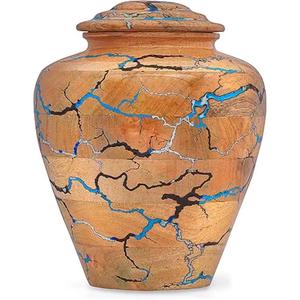 Urne funéraire en bois élégante pour animaux de compagnie Urne faite à la main pour cendres humaines Urne personnalisée pour enterrement ou affichage commémoratif d'Inde - Product Image 4