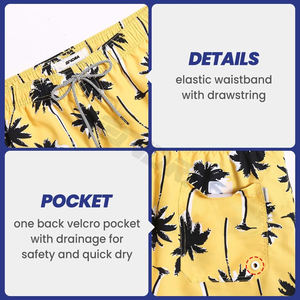 Short de bain rétro pour homme coupe cintrée Maillot de bain imprimé haute performance avec fonction anti-rides - Product Image 2