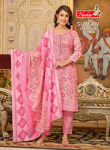 Nueva Kurta de Algodón Estampada de Maruti Fashion con Pantalón y Mal Mal para Ropa India y Pakistaní - Product Image 2