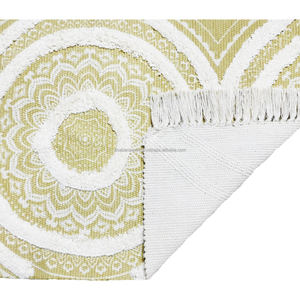 Cotton Bohemian Style Area Rugs Hand Tufted Area <b>Mat</b> Decor Living Room Floor Embroidered Carpet Made in India - Product Image 3