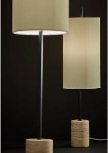 Lampe de table en pierre de travertin de luxe avec abat-jour en tissu de lin plissé, design vertical élégant, lumière douce, décoration d'intérieur moderne - Product Image 4