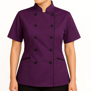 Abrigo de Chef de manga corta para mujer, uniforme culinario profesional para servicio de comida, restaurante y Bar, Catering, hornear - Product Image 1