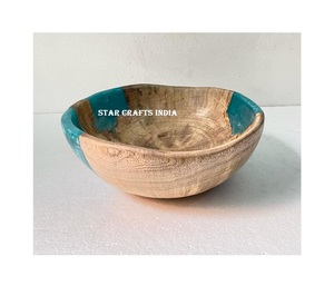 Bol en bois artistique avec création en résine Home Restaurant et autres demandes Bols à salade en résine et en bois - Product Image 1
