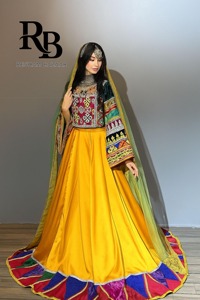 Robe traditionnelle afghane vintage pashtun, vêtements ethniques culturels faits à la main pour femmes, vente en gros, longueur au sol, manches longues - Product Image 3