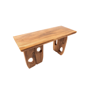 Mesa de Comedor Moderna Hecha a Mano de Madera Maciza de Suar con Patas con Recortes Únicos y Tapa con Borde Natural, Muebles Duraderos para el Hogar - Product Image 4
