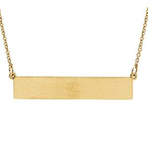 Collar con Colgante de Barra Grabable Personalizado de Oro Amarillo de 14k para Mujer, Joyería Fina - Product Image 1