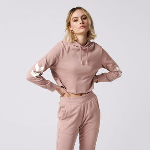 เสื้อมีฮู้ดผ้าฟลีซแขนยาวสำหรับเด็กผู้หญิงเสื้อมีฮู้ดแขนยาวด้านหน้าสีทึบ - Product Image 5