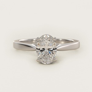 Anillo de compromiso solitario con corte ovalado certificado por GIA, 2.09 ct, E VS1, diamante cultivado en laboratorio, en oro macizo de 14K, para boda. - Product Image 1