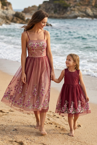 Tela de Tul Ligero con Bordado de Flor de Pansy Borgoña, Tejido de Punto, Encaje Floral con Diseño de Espiral para Vestidos de Novia - Product Image 6