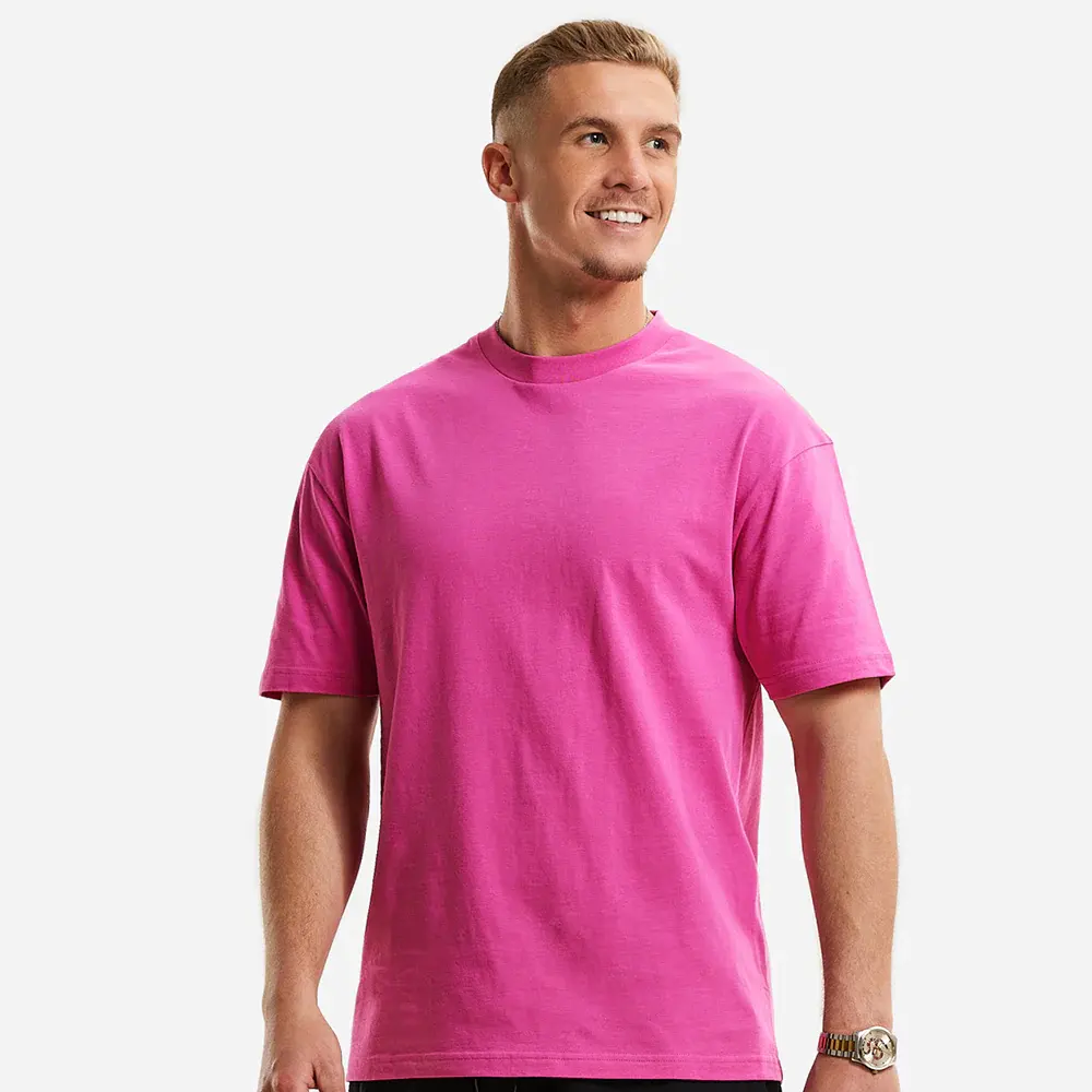 Мужская Однотонная футболка с круглым вырезом, 180 gsm