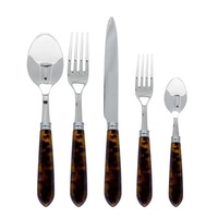Ensemble de couverts de luxe écologiques avec manche en résine et acier inoxydable poli miroir pour la mise en place de la table de rentrée scolaire