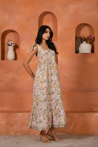 Vestido Maxi de Algodón con Estampado Indio, Vestido sin Mangas, Tela Suave y Transpirable, Fabricación de Ropa de Marca Privada OEM - Product Image 2