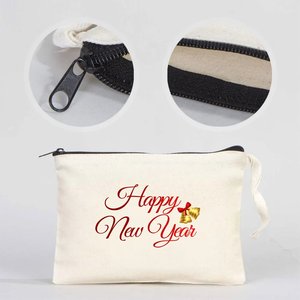 Pochette à fermeture éclair personnalisée pour le Nouvel An, 8x6 pouces, sac cadeau de fête en coton, 21x15 cm - Product Image 5