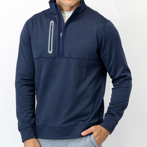 Pull à col montant de haute qualité avec logo brodé personnalisé, en molleton technique tricoté, pull à col montant 1/4 pour homme - Product Image 2