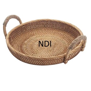 Panier à fruits décoratif en rotin de qualité supérieure, finition naturelle, avec poignées, pour le rangement des fruits et légumes, usage en cuisine - Product Image 1