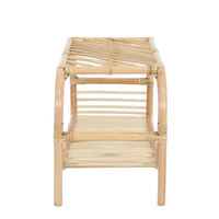 Étagère à chaussures réglable à 2 niveaux en rotin scandinave écologique pour salon et entrée, fabriquée au Vietnam