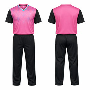 Uniforme de Cricket Rosa Más Vendido, Conjunto de Jersey y Pantalones de Cricket Sublimados Transpirables con Patrón de Diamantes para Hombre - Product Image 3