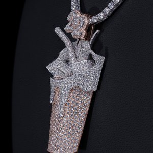 Tùy chỉnh Iced out cup Mặt dây chuyền 925 Sterling bạc với vvs moissanite | hip hop đồ trang sức nhỏ giọt Mặt dây chuyền với khối băng - Product Image 3