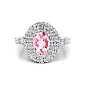 Natural Paved Diamond & Morganite Gemstone Rings in 14k Solid Gold Fine Engagement Halo Rings Manufacturer Jewelry For <b>Wife</b> - Product Image 5