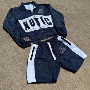 Conjunto de Chaqueta Cortavientos y Pantalones Cortos de Nailon para Mujer y Hombre, de Alta Calidad, Personalizado, Multicolor, con Cintura Elástica Ajustada y Botones Laterales, Resistente al Viento - Product Image 4