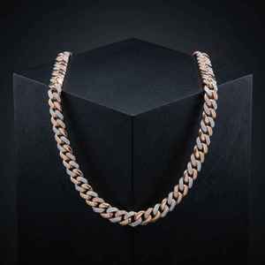 สร้อยคอคิวบันแบบ Iced Out ขนาด 6 มม. เงินแท้ 925 ลายไมอามี่ ลิงค์ 20 นิ้ว ชุบทองและโรเดียม ประดับด้วยเพชร CZ - Product Image 1
