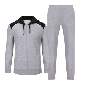 Conjunto deportivo de algodón con sudadera con capucha y cremallera completa y pantalones a juego, ideal para fitness, jogging, ejercicio en casa y estilo de vida activo. - Product Image 1