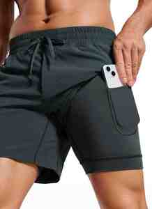 Pantalones cortos de compresión 2 en 1 para hombre, de 7 pulgadas, para gimnasio, de secado rápido, para trotar, comodidad, cintura elástica, sublimada, dos - Product Image 3
