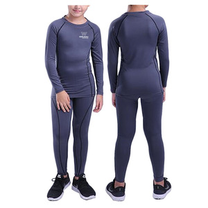 Conjuntos de compresión transpirables personalizados de alta calidad, ropa atlética de Yoga Unisex ecológica para niños de talla grande para adultos, patrón sólido - Product Image 4