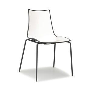 Stackable Two-Tone Polymer <b>Dining</b> <b>Chair</b>, Four-Leg Chrome or Painted Metal Frame, for Restaurant Cafe Hotel and Terrace - Product Image 4