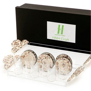 ชุดน้ำชาทำมือเป็นมิตรต่อสิ่งแวดล้อมถาดเสิร์ฟอะคริลิคฝังมุกสำหรับเป็นของขวัญแผ่นตกแต่งหลากสีงาน OEM ตามสั่ง - Product Image 6