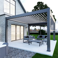 Système de protection solaire à lames orientables pour l'extérieur, imperméable, en aluminium, motorisé, au toit rétractable, pergola