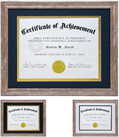Cadre photo pour diplôme de fin d'études avec verre trempé et plusieurs passe-partout, cadres en bois pour certificats, style rustique brun vintage