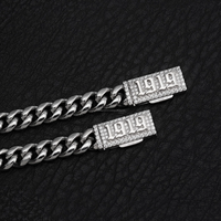 Chaîne cubaine Miami en argent 925 de style hip-hop italien, fermoir IGI, 8 mm, 10 mm, 12 mm, 14 mm, 18 mm, testeur de diamant inclus