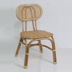 Chaise de jardin en teck massif poli naturel, écologique, durable, design minimaliste, siège tissé à la main, patio extérieur, parc, cuisine - Product Image 1