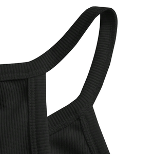 Débardeur côtelé dos nageur pour femme, sans manches, coupe ajustée, en maille extensible, décontracté, doux, respirant, uni, avec logo, pour l'été et le quotidien - Product Image 4