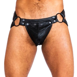 Pantalones de Cuero Sintético Negros con Abertura en la Entrepierna, Estilo Moonshine, de la Marca Ravage - Product Image 2