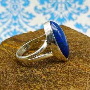 LAPIS Fine Jewelry Bague de mariage en argent avec pierre bleue en forme de marquise Pierre naturelle perle diamant pierres semi-précieuses fêtes - Product Image 2