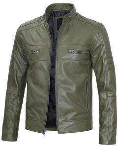 Chaqueta de bombardero de invierno ajustada para hombre, cuello levantado, cremallera frontal asimétrica, abrigo de motorista con logotipo inspirado en motocicletas, Material de piel de vaca - Product Image 4