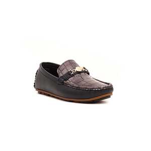 Boys Classic Grey KD0375 Formal Moccasin Shoes Comfortable Genuine Leather with <b>Flat</b> <b>Pointed</b> <b>Toe</b> for Spring Weddings - Product Image 2